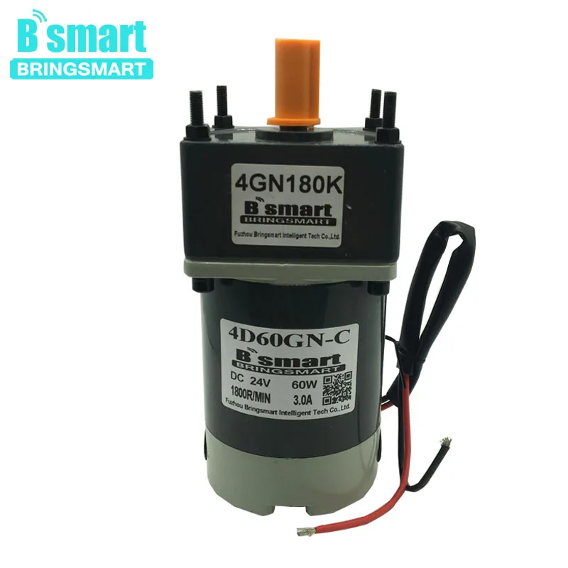 

Bringsmart 4D60GN-C DC Gear Motor 60W Micro Low Speed Machine 12-24V Adjustable Speed Geared Motors CW/CCW Reducer High Torque