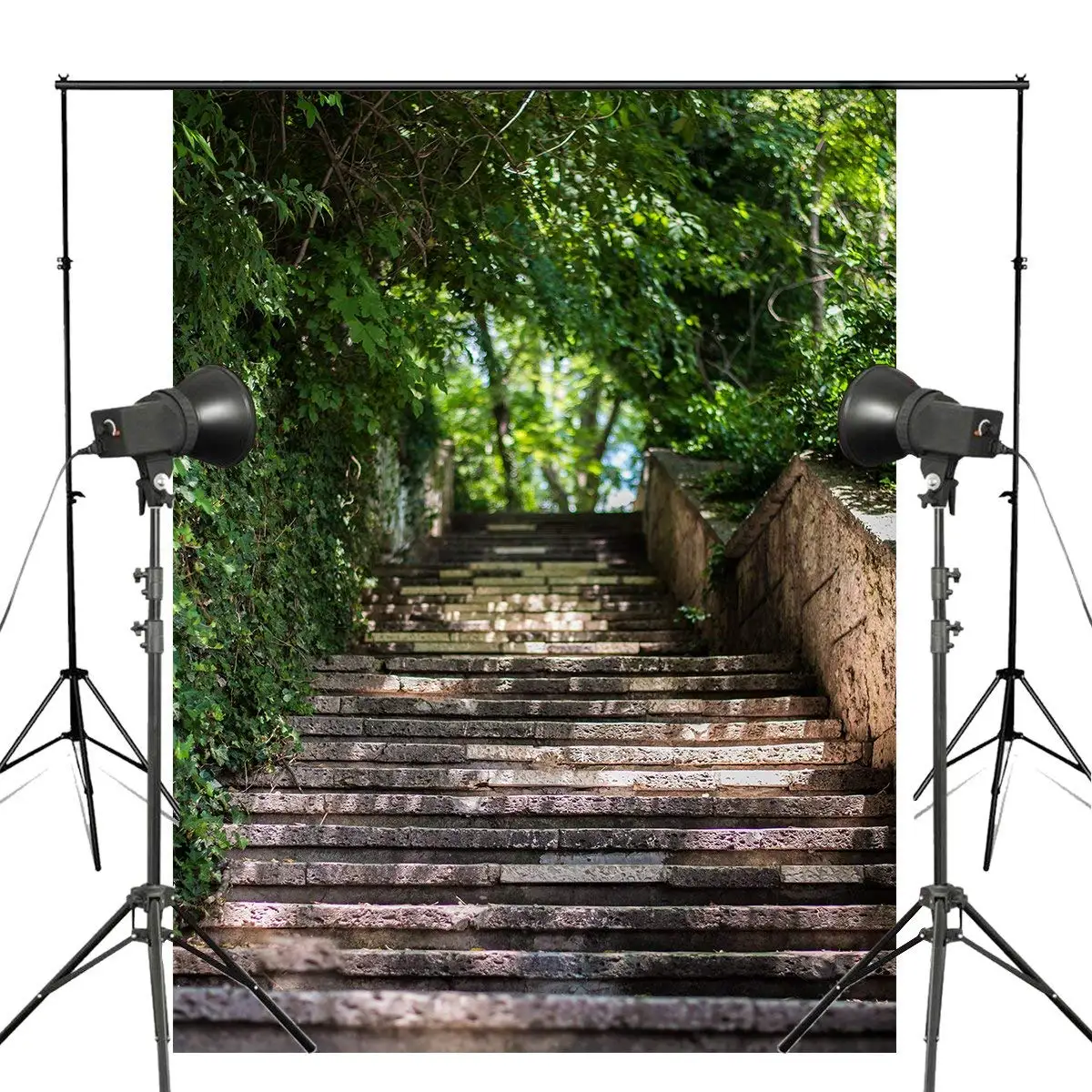 5x7ft каменная лестница фон для фотосъемки зеленое дерево пейзаж фотостудия