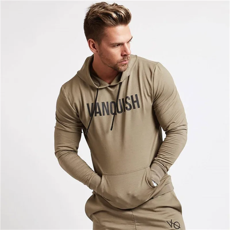 

2019 New Vanquish Pullover Men Hoodies Sweatshirts Gyms Fitness Bodybuilding Sportswear Workout Male Hooded Solid Cotton Clothes