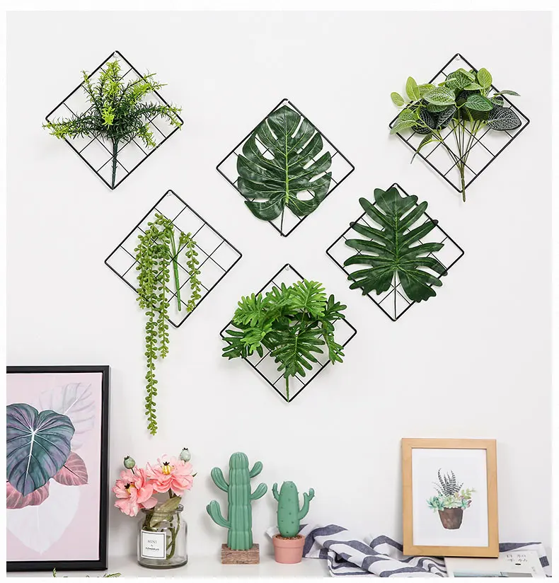 

New Artificial Flower Vase Fashion Simple Style Iron Board Wall Flower Vase Green Plant Wal Pot Wall Flower Home & Shop Decor