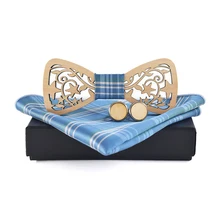 Mantieqingway деревянная бабочка+ платок+ набор запонок деревянный галстук-бабочка Галстуки цветочный носовой платок с принтом Bowknots Gravatas тонкий галстук