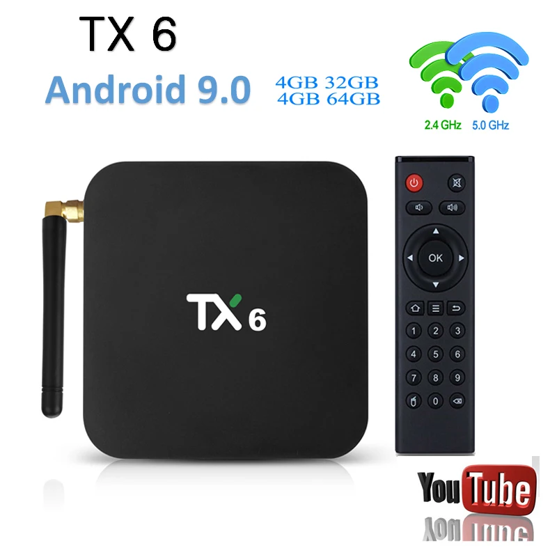 

tx6 Android 9.0 TV BOX Allwinner H6 ARM Cortex-A53 4G 3GB/64GB 2.4G+5G Dual Wifi Set Top Box 4K HD H.265 youtube Media Player