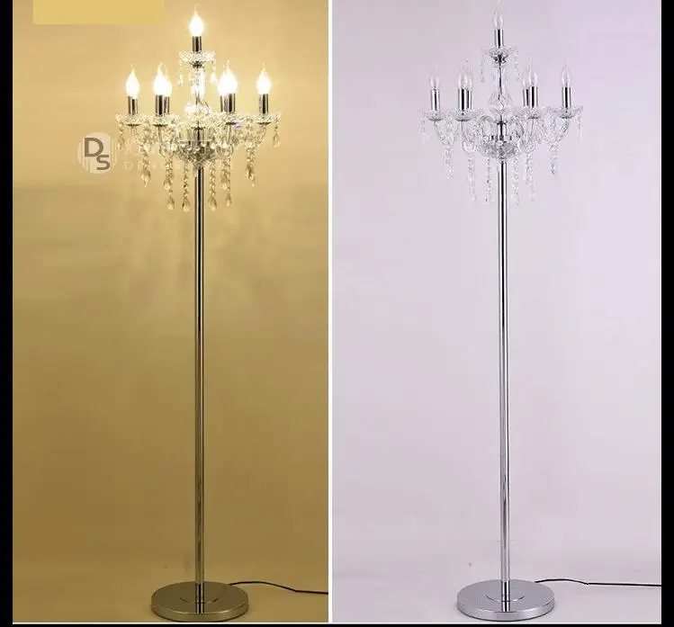 57 Pcs Wedding Led Candle Holders Glass Floor Lighting Chrome Standing