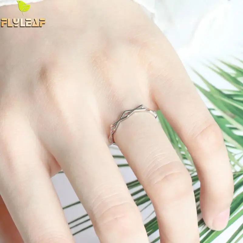 

Flyleaf Simple Exquisite Open Rings For Women 925 Sterling Silver Elegant Jewelry Ring For Girls Kids