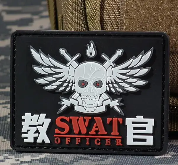 Нашивка офицера SWAT ПВХ Резина 3D крючок и петля тактическая эмблема армейская