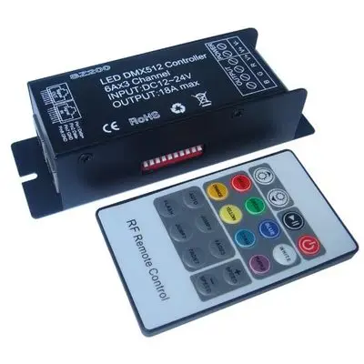 

10pcs DMX512 LED RGB Controller Decoder with RF remote controller 3 channels 18A PWM DC12V 24v for 5050 3528 RGB Strip module