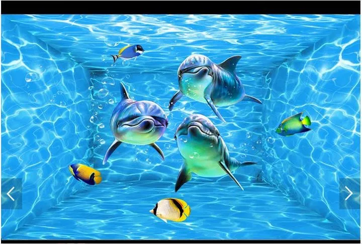 3d фото обои на заказ 3d потолочные обои фрески синий океан вода Дельфин Тема потолочные фрески 3d гостиная обои