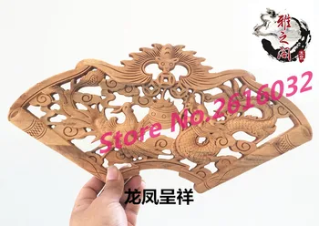 

Dongyang wood carving Pendant camphor wood crafts antique jewelry ornaments hanging fan Home Furnishing 20*40 small fan #3307