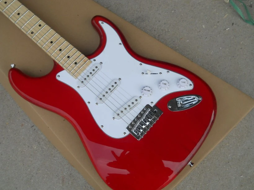 

Factory store red ST signature 6 string Chrome Hardware Electric Guitar