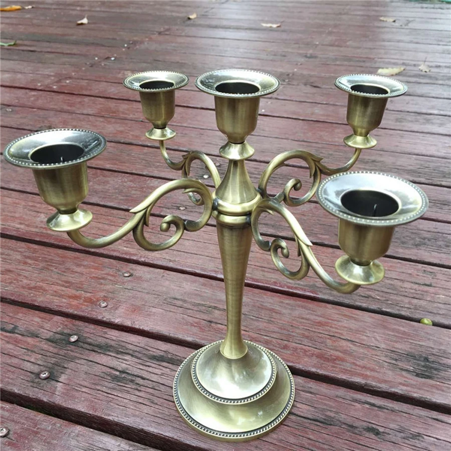 Wholesale wedding 3/5 bronze Candlestick European candle table dining