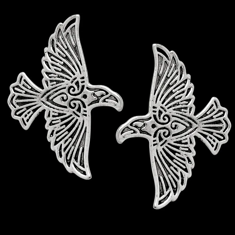 

Viking Flying Raven Pin Silver Bronze Norse Crow Brooch For Men Vinatge Animal Pins Button Badge Sweater Coat Collar Pins#281761