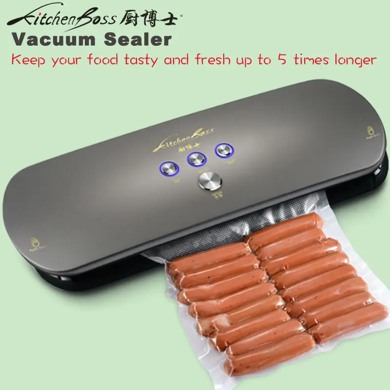 

KitchenBoss Free Shipping 100-240VAC KitchenBoss Household Vacuum Sealer Keeps Fresh up to 6x Longer 2016 NEW