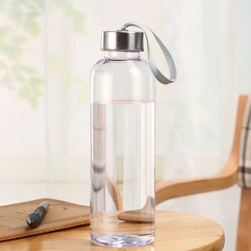 

Travel Portable Glass Water Bottle Sports Gym Round Transparent Water Bottle Stainless Steel Botella De Agua De Vidrio 50p001