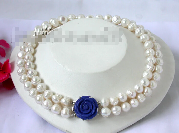 

FREE shipping> >>>n1685 beautiful 13mm 2strands white freshwater pearls Necklace 6.07