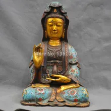 Xd 001193 1" Китайский Бронзовый Перегородчатые Кван-инь Гуаньинь Бодхисаттвы Статуя Будды
