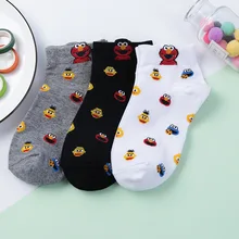 FOURETAW/1 пара, милые шикарные женские носки в полоску со смайликом, креативные хлопковые носки с забавными животными для женщин и девушек