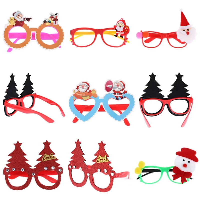 

Christmas Decorations For Home Decor New Year Glasses Gifts For Children Santa Claus Deer Snowman Christmas Ornaments Random