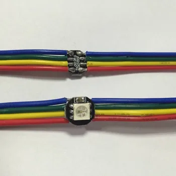 

100pcs/string SK6822-RGB full color addressable LED pixel light with heatsink;DC5V input;5cm wire spacing;with color wire