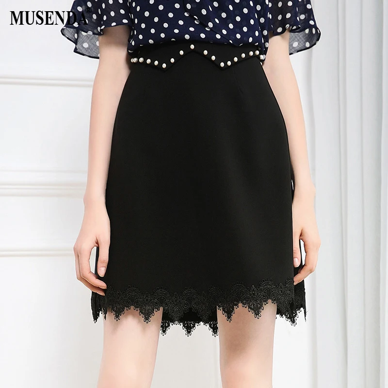 MUSENDA плюс размер женский черный полый кружевной v-образный вырез с коротким рукавом Миди платье летний сарафан женское винтавечерние платье
