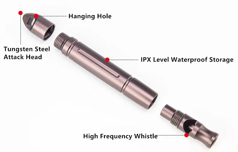 Водонепроницаемый свисток для склада, вольфрамовая стальная головка, разбитое окно, высокочастотный свисток для выживания, штурмовая головка для хранения, EDC