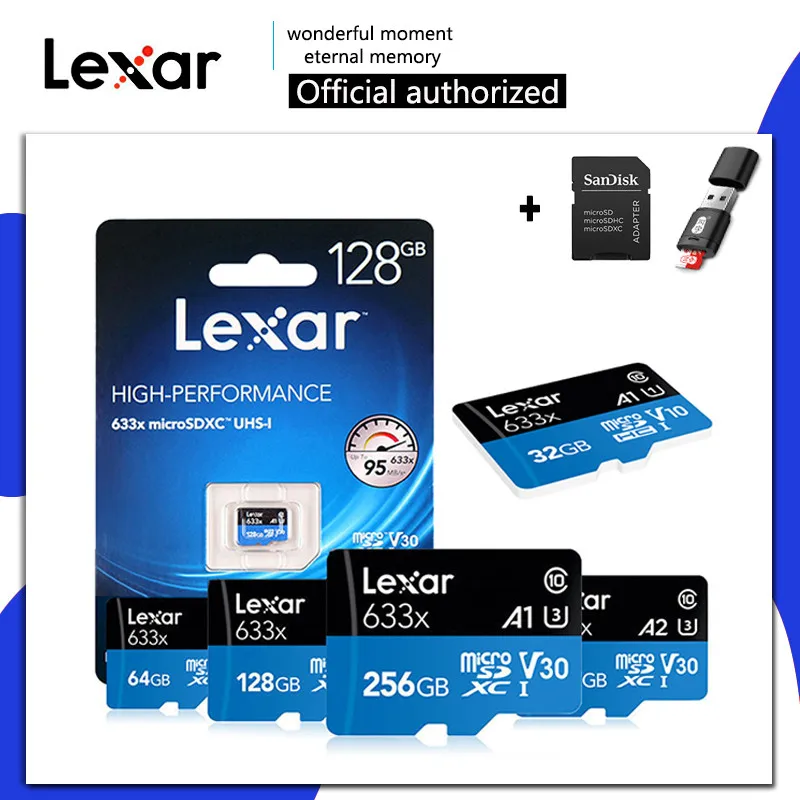 Lexar 633X Micro SD 128 ГБ 32 ГБ 64 Гб 256 ГБ 512 Гб 16 Гб Micro SD карта SD/TF флэш-карта памяти 32 64 128 Гб microSD для телефона