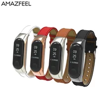 Amazfeel mi Band 3 ремешок металлический для оригинальной Xiaomi mi ремешок 3 Кожаный браслет mi Band 3 браслеты Замена наручного ремня