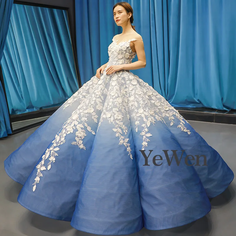 Королевский синий вечернее платье Формальные платья для особых случаев вечернее платье женское элегантное белое вечернее платье с кружевной аппликацией платье YM20255