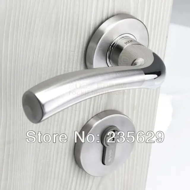 free shipping, bedroom door lock, brushed stainless steel finish