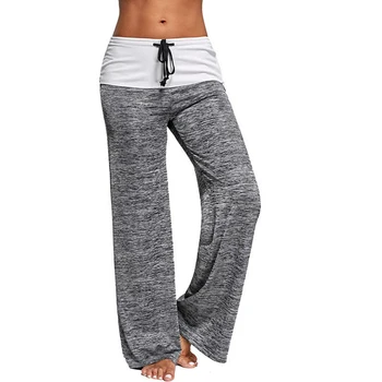 

2017 new Women fashion elastic waist long Trousers Wide Leg Long drawstring Loose fitness casual Pants Trousers plus size