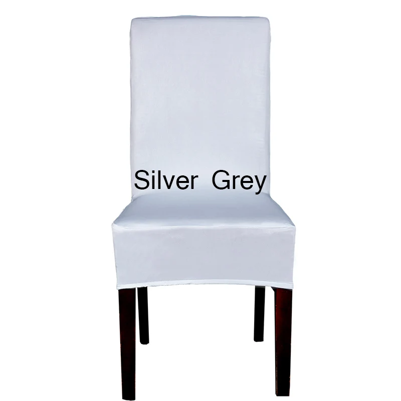 1 шт. чехлы для стульев из лайкры, полиэстера и спандекса, эластичные чехлы для стульев Tissu для винтажного домашнего декора, 20 цветов, одноцветные чехлы для стульев - Цвет: Silver Grey