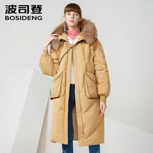 BOSIDENG new X-long down jacket for women down coat winter down parka thicken hoodie big natural fur collar O-zipper B70142524