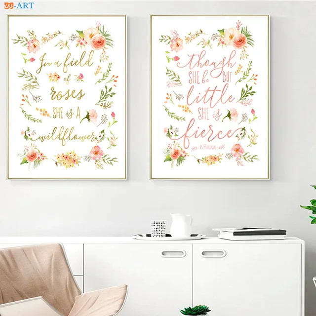 Fl Peach Pink Poster Watercolor Painting Canvas Quotes Fl Peach Pink Poster Watercolor Painting Canvas Quotes Prints Nursery Wall Art Baby Room Home Decoration