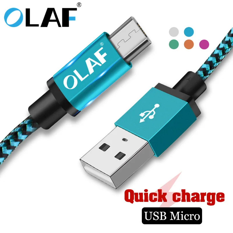 

OLAF Nylon Braided Micro USB Cable 1M 2M Fast Charging Data Charger Cabel For Samsung Huawei Xiaomi Android Microusb Phone Cable