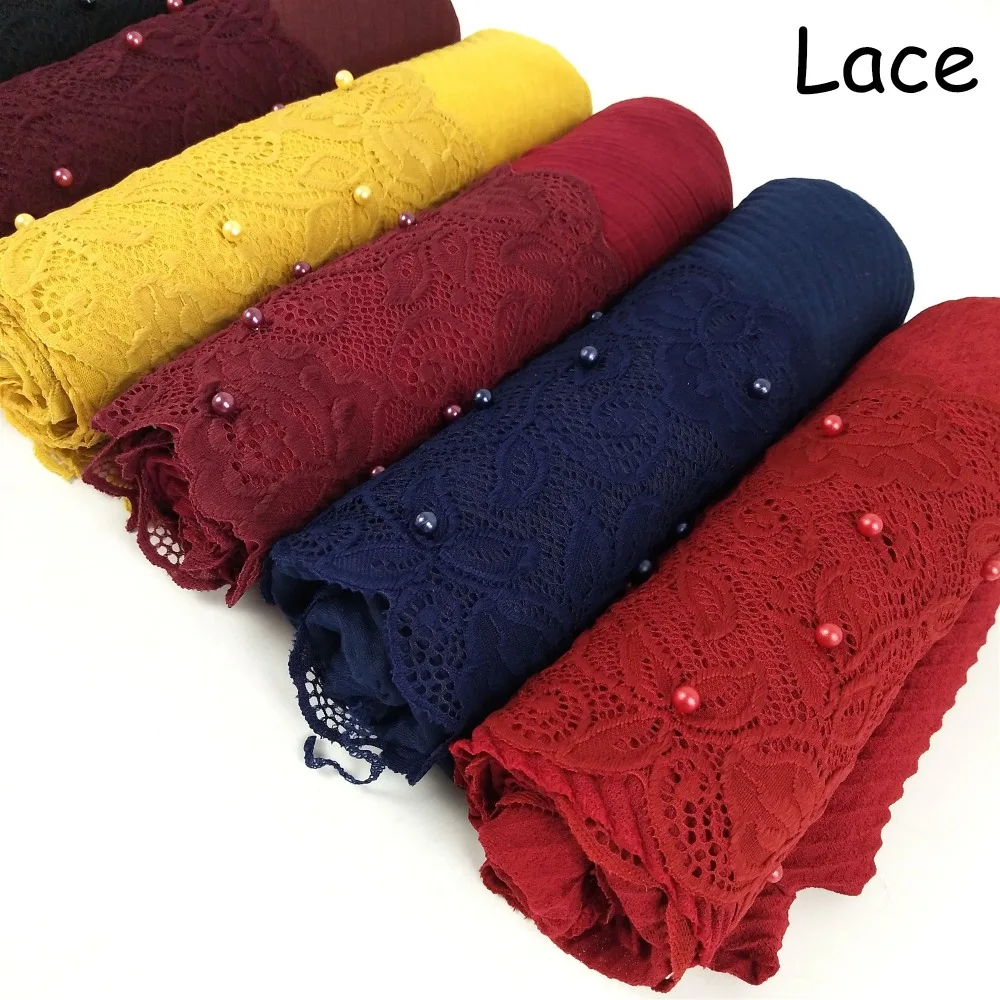 

L10 Crinkle big lace hijab scarf shawls cotton muslim hijab scarves viscose wraps fashion Islamic headband scarves 10pcs/lot