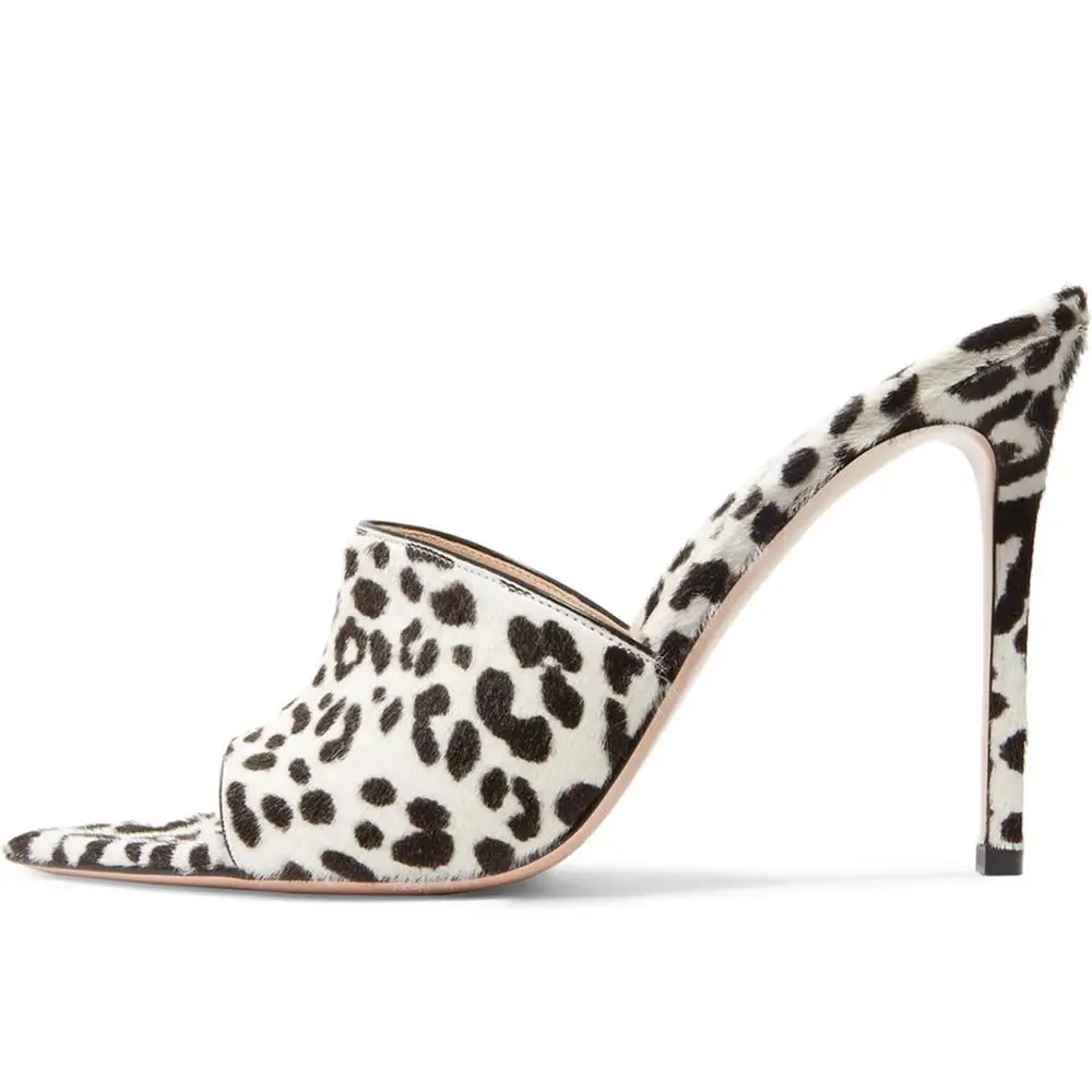 Стильные туфли без задника на высоком каблуке с открытым острым носком; женские прозрачные Босоножки на каблуке; женская летняя прозрачная обувь; вечерние модельные туфли на каблуке - Цвет: Leopard