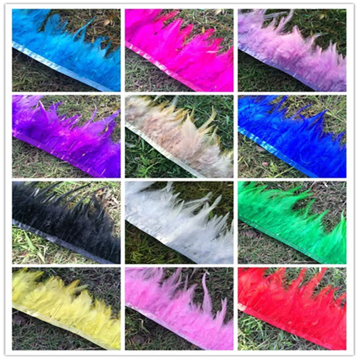 

50cm/lot Chicken Feather Ribbon 10-15cm DIY Clothing Accessories Wedding Stage Dress Skirt Cock Feather Decoration 15colors