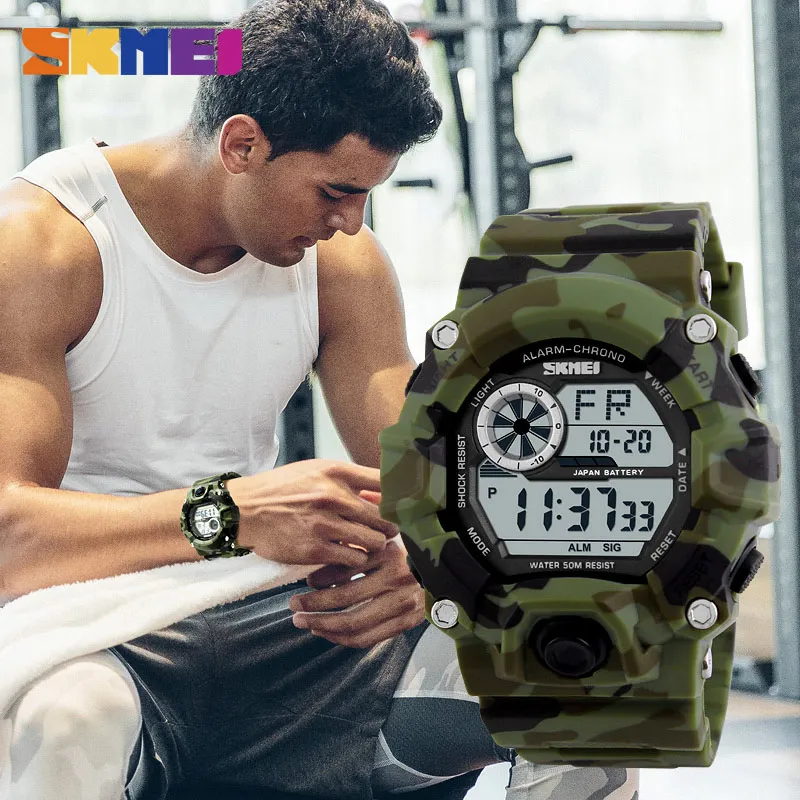 Мужские спортивные цифровые наручные часы SKMEI 1019 уличные военные хронограф