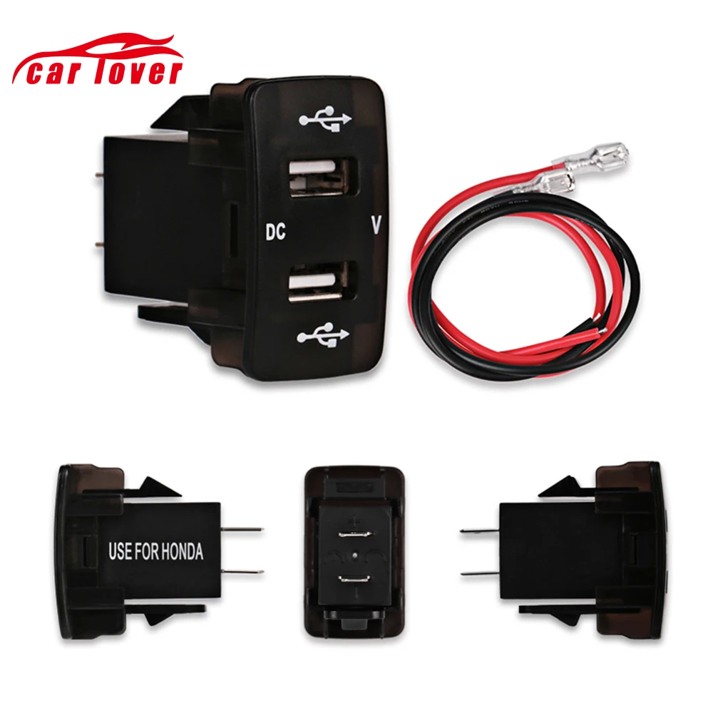 

3.1A Car Motorcycle Dual USB Charger LED Digital Display Voltage Meter for Honda Civic Fit Accord CR-V XR-V Stream Odyssey Acura