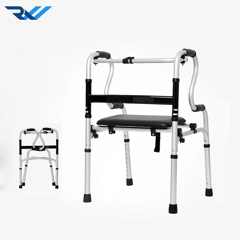 Adjustable aluminum alloy walkers for elderly high quality walking aids with PU seat board