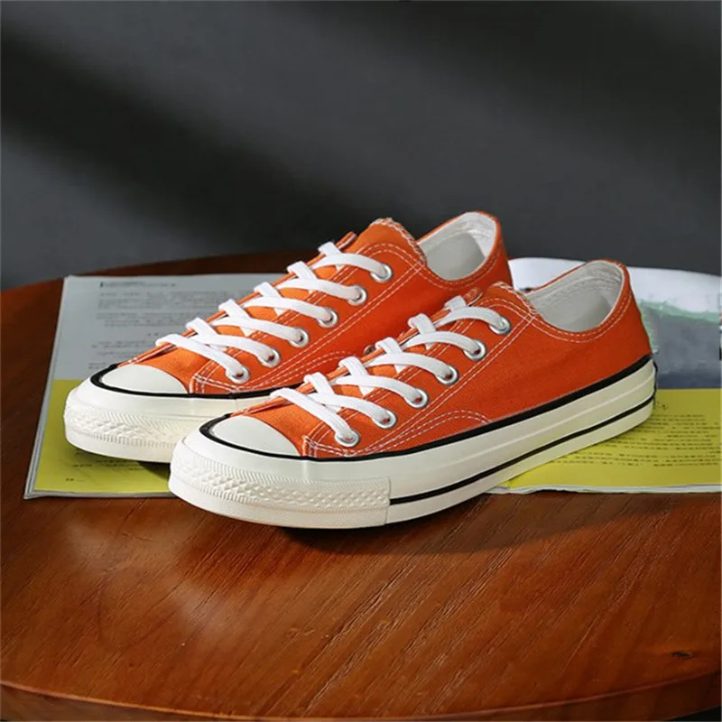 

New Low Help Women Canvas Shoes Orange Fashion Vulcanized Shoes Comfortable Summer Retro Casual Shoe Wild Lace Up Sneakers