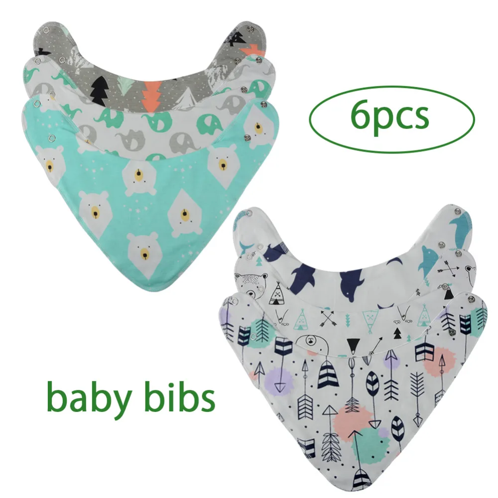 

2019 Dropship Cotton 6Pcs/Lot Baby Bibs Infant Sling Neckerchief Triangle Bandana Bibs for Baby Gift