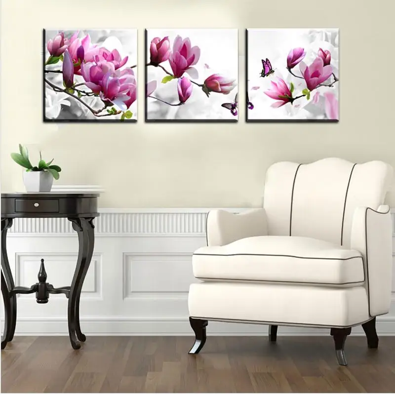 Luxury Elegant Canvas Painting Wall Pictures 3 Panel Wall Art Such Beauty Flower Canwas Art Home
