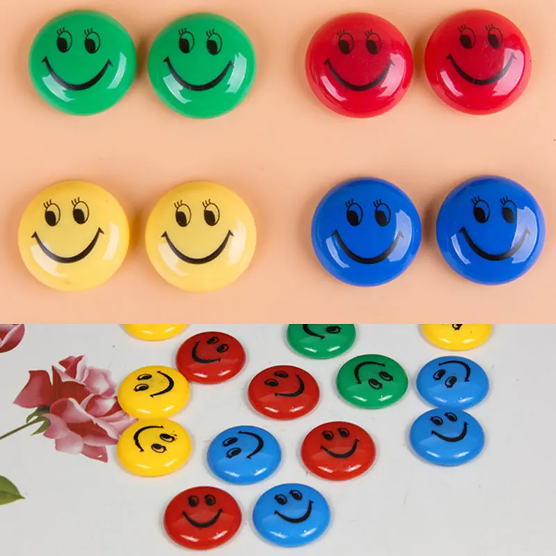 

Round Cartoon Smile Face Refrigerator Sticker Fridge Magnet Toy 6 Pcs -Drop