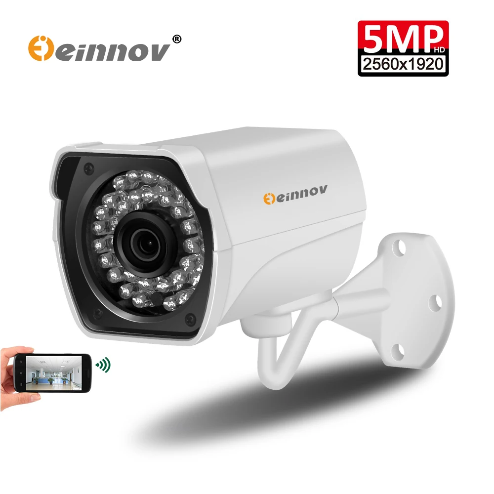 Einnov 5MP Onvif POE IP Камера Aduio запись P2P Открытый комплект видеонаблюдения HD H.265 охранных Камера s приложение удаленного просмотра