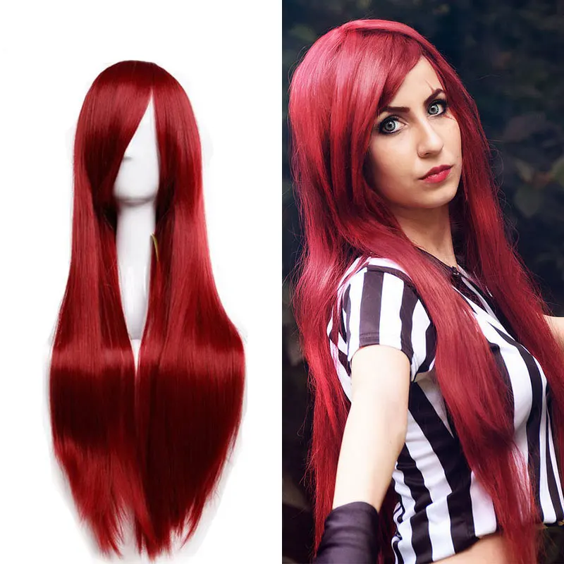 SNOILITE 80cm Peluca de pelo sintético larga para mujeres Peluca de fibra resistente al calor Rosa rojo púrpura recta Cosplay pelucas SNOILITE 80cm Peluca de pelo sintético larga para mujeres Peluca de fibra resistente al calor Rosa rojo púrpura recta Cosplay pelucas
