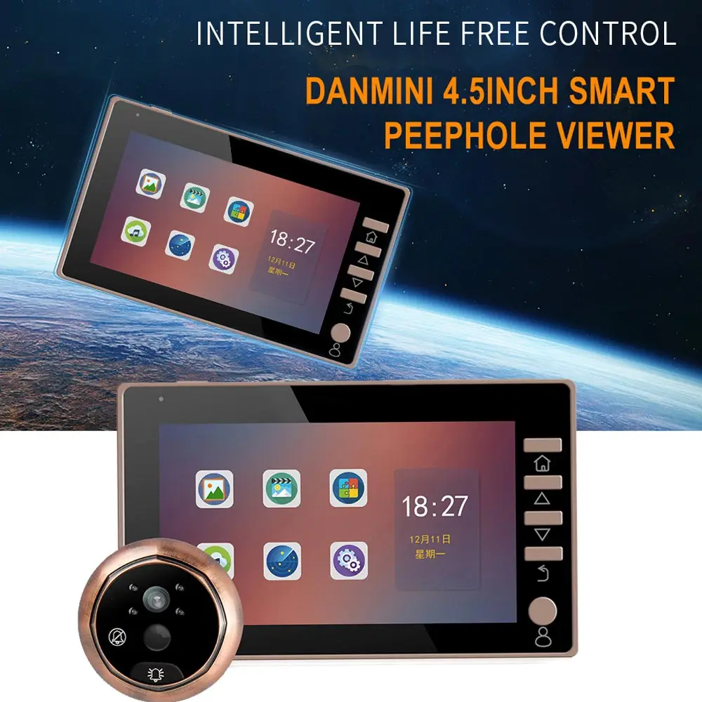 

Smart Visual 4.5 Inch Doorbell Peephole Viewer HD PIR Motion Detection Night Vision Security LCC77