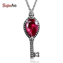 Szjinao Мода Древний 925 Серебряный кулон-ключ рубиновые ювелирные изделия бренд болгарийский Свадебный кулон Горячая Распродажа