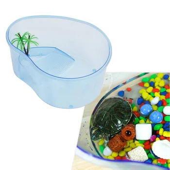 

New New 1PC Vivarium Turtle Habitat Lake Terrapin Reptile Aquarium Tank with Platform Plants New