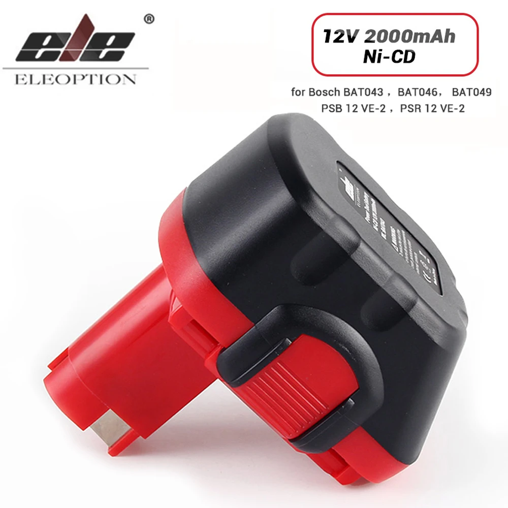 ELEOPTION 12V 2000mAh Ni CD Battery for Bosch 12V Drill GSR 12 VE 2,GSB