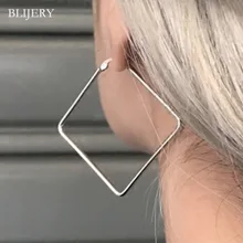 BLIJERY, модные массивные серьги геометрической формы, серебро, золото, большие серьги-кольца из металла для женщин, femme boucle d'oreille